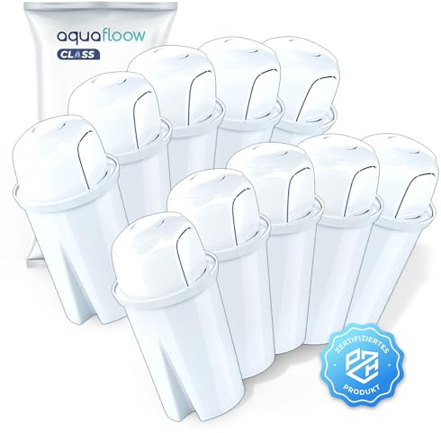 Aquafloow Wasserfilter Kartuschen für Wasserfilter Kanne, Wasser Filtersystem zur Reduzierung von Kalk, Chlor | Ersatz für Dafi Classic, Brita Classic, Wessper Aquaclassic – 10 Stück
