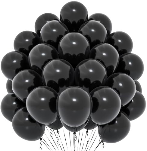 Ballons Noirs, 50 Pièces Ballons Noirs Mats 12 Pouces, Ballons Noirs En Latex d'Hélium Pour Femmes Filles Enfants Pour Décoration Fête d'Anniversaire à Thème Noirs Remise Diplôme Baby Shower Mariage