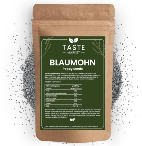 200 g Blaumohn | ganze Mohnsamen | Ideal zum Backen | 100% naturbelassen | Taste Market