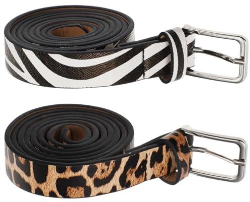 CALLARON 2 dekorative Gürtel – Zebra & Leopard, elastischer Gürtel aus Kunstleder, elastisch, hohe Taille, perfekt für Frauen und ihre Vestidos