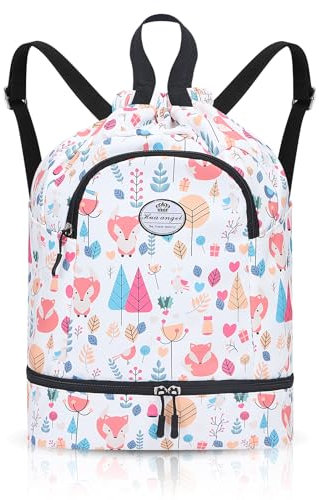 HUA ANGEL Zaino Con Coulisse Con Portascarpe Grande Capacità Borsa Da Palestra Separazione A Secco Zaino Da Basket Impermeabile Per Uomo E Donna Sportivo Viaggio All'Aperto Nuoto