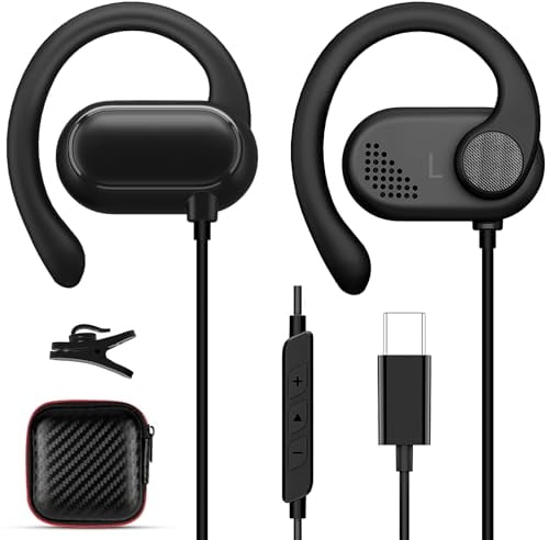 Auriculares USB C Con Micrófono Para iPhone 15 Pro MAX, Samsung S24 Ultra, A54, A34, A53, A33, S23 FE - Oreja Abierta, Cable Tipo C Para Poco X6 Pro, Pixel 8, 7a, 6a