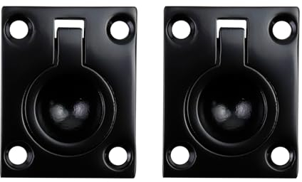 Nicerity 2 Stück Flush Ring Pull Edelstahl Boot Luke Verriegelung Schrank Unterputzmontage Hebering Ziehgriff Türgriff (schwarz)
