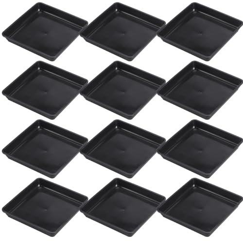 Milisten 15 Piezas Bandeja de chasis de Bandeja de Flores de plástico Cuadrada 15 Piezas (18 * 18 diámetro Interior 16 cm) Plato de Plantas Bandeja de Goteo de Maceta macetas No poroso