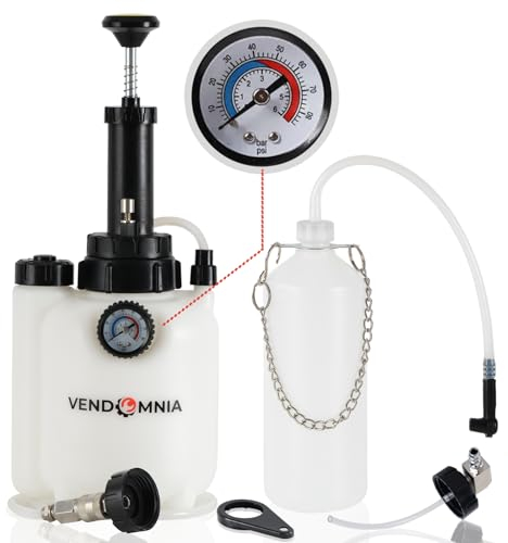 VENDOMNIA 3L Bremsenentlüfter mit 1L Absaugbehälter für E20 (ø45mm), für Auto und Motorrad, Bremsenentlüftungsgerät, Bremsflüssigkeitswechselgerät, Bremsenentlüfterflasche