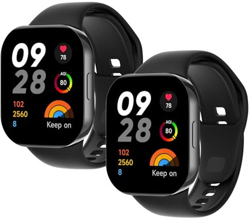 WD&CD 2 Pack Correa de Silicona Compatible con Xiaomi Redmi Watch 3 Correa, Muñequera Ajustable Pulsera Compatible para Xiaomi Redmi Watch 3, Negro + Negro