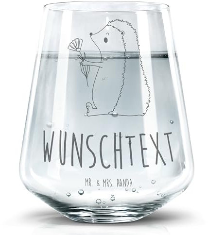 Mr. & Mrs. Panda Personalisiertes Trinkglas Igel Blumen - Personalisierte Geschenke, Allzweckglas Mit Namen, Glas Mit Text, Borosilikatglas Mit