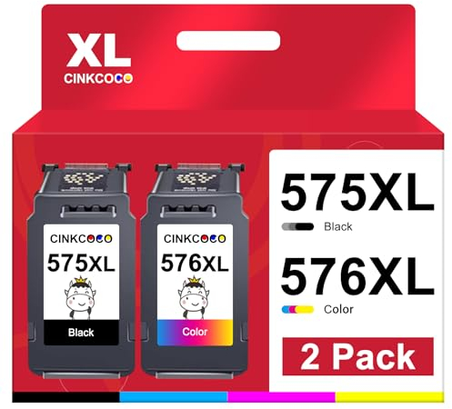 CINKCOCO PG-575 CL-576 Druckerpatronen 575 XL 576 XL Multipack Tintenpatronen Wiederaufbereitung für Canon 575 576 Patronen für Canon PIXMA TS3550i TR4750i TR4751i TS3551i Drucker (1Schwarz 1 Farbe)