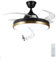 Horevo Einziehbarer Deckenventilator mit Bluetooth-Lautsprecher, 36W LED-Ventilatorlicht mit Fernbedienung, Dimmbarer Ventilator-Kronleuchter - Elegantes Schwarz-Goldenes Design, Unsichtbare Flügel