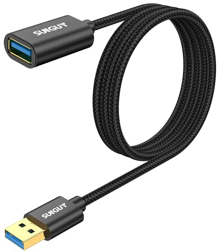 SUNGUY Cable Rallonge USB 3.0,1.5M Câble Extension Mâle A vers Femelle A 5Gbps Compatible avec Clé USB, Hub USB, Disque Dur Externe, Clavier, Souris, Imprimante, Webcam, Playstation, Xbox - Noir