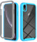 Knoowcase compatible with iPhone XR Case Built-in Screen Protector iPhone XR Phone Case Shockproof Full Body Protection Rubber Bumper Stylish Clear Rugged Back Shell Case, Light Blue