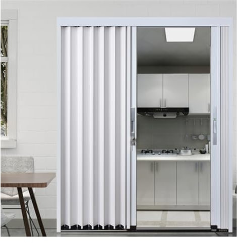 Puerta corredera plegable acordeon Interior Paneles de puertas de acordeón de aluminio con llave de bloqueo,Puerta plegable grande para puertas corredizas, puertas de armario y baño,Puerta divisoria t