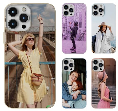 LQGBFCLK Personalisierte Handyhülle für iPhone 15 Pro–Selbst gestalten mit eigenem Foto, Bild, Text oder Logo–Individuelle TPU Hülle in Transparent
