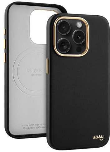 EasyAcc for iPhone 15 Pro Max Case MagSafe,Eco Leather,Dirt Resistant, Scratch-Resistant,Metal Buttons,Luxury Phone Cover for iPhone 15 Pro Max, Shockproof,Drop Protection,Black