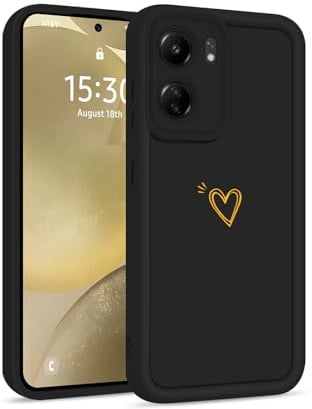 ChoosEU Coque pour Xiaomi Redmi 13C / Redmi 13 C/Poco C65 Silicone Etui avec Élégant Mignon Amour Motif Soft TPU Étui Fine Housse pour Filles Femmes Garçons de Protection Antichoc Souple Case - Noir