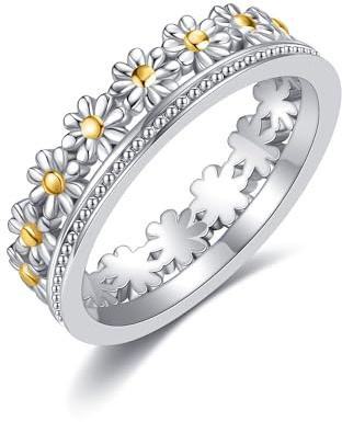 Dasiy Ring Sterling Silber Cute Daisy Wreath Ring Gänseblümchen Schmuck für Frauen 7