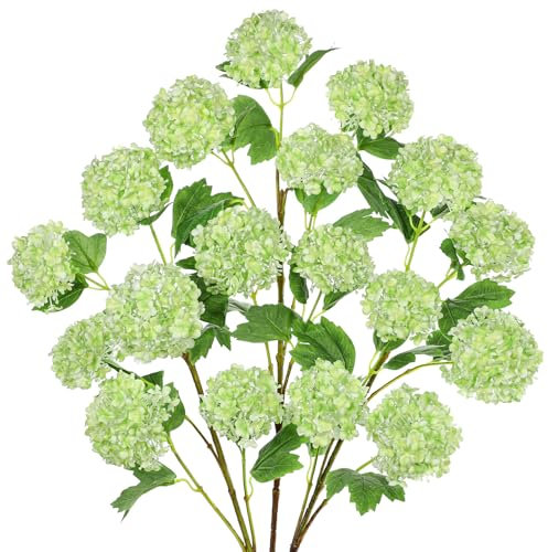 Hollyone 3 ortensie artificiali, 18 teste di fiori finte, ortensie verdi finte per decorazione domestica, soggiorno, bagno, camera da letto, balcone, cucina, decorazioni primaverili