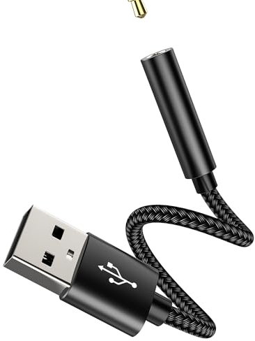 Adattatore USB Jack Audio Esterna Cavo Aux Cuffie a 3.5mm per PC PS5 Cuffia Convertitore 3.5mm Microfono Auto da per iPhone Laptop compatibile per Samsung NSBZHJ-3.5