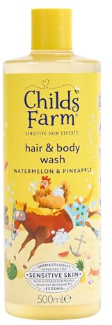 Childs Farm Kids Hair & Body Wash, Watermelon & Pineapple | Tear-free, Gently Cleanses | Suitable for Dry, Sensitive Skin, 500ml