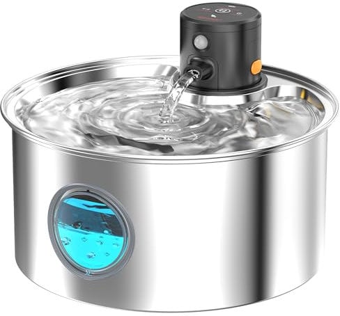 Fontaine a Eau Chat sans Fil: Fontaine à Eau pour Chat INOX - Distributeur Eau Chaton Detecteur Mouvement - 3,2L Automatique Gamelle Chien a Pile - Silencieuse Abreuvoir Animaux Batterie Rechargeable
