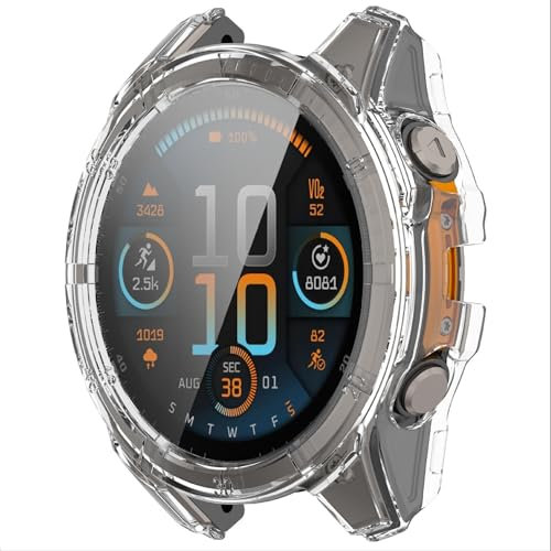 GIOPUEY Funda Compatible con Garmin Fenix 8 51mm AMOLED, Protector de Pantalla + Bastidor rígido, Protección Total del Paquete - Clear