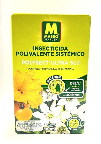Insecticida sistémico de acción polivalente. 100 ml. Contra pulgón, mosca blanca y escarabajo de la patata. Masso garden