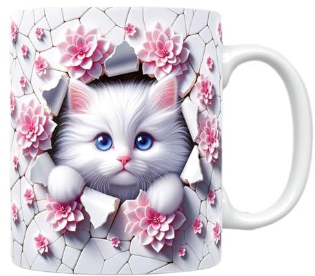 jopiuieo Tasse D'animal Mignon, Tasse À Café Mug Mignon Chat, Motif Chaton En Forme De Trou Mural, Trou De Chaton Mignon Dans La Tasse À Café En Céramique De Mur Pour Amies Ou À Offrir A La Famille