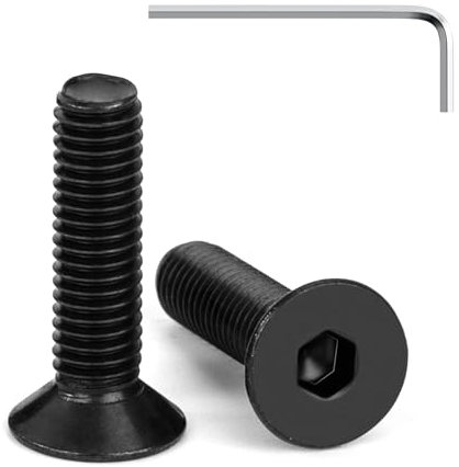 Tunejoy Vis à Tête Fraisée M5 x 20 mm à Six Pans Creux en Acier Inoxydable A2 V2A Vis à Tête Cylindrique Hexagonale avec Clé Allen Filetage Complet 20 Pièces Noir