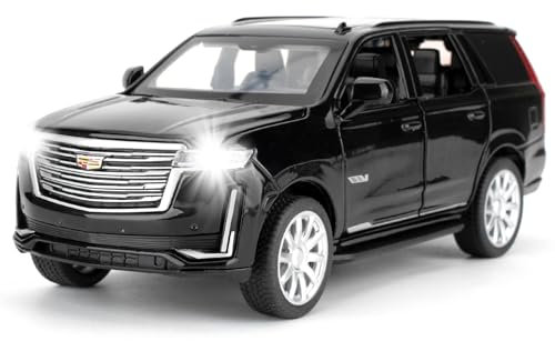 BGHSCA 1/32 Kompatibel mit Escalade SUV-Modellauto, Spielzeugauto aus Aluminium mit Sound und Licht für Kinder, Jungen, Mädchen und Erwachsene, Geburtstagsgeschenk (schwarz)