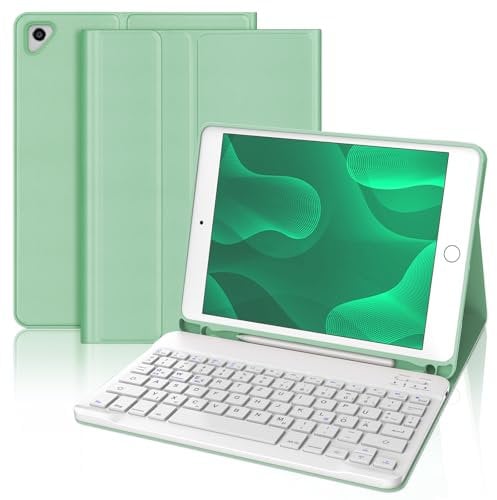 IVEOPPE Tastatur für iPad 6. Generation - Hülle Tastatur für iPad 9.7, Magnetisch Abnehmbarer QWERTZ Bluetooth Keyboard für ipad 6. Gen 2018, 5. Gen, Pro 9.7, Air 2 & 1, Grün