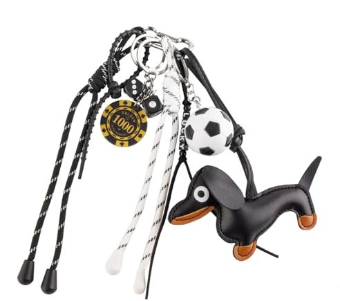 Georgie Porgy Taschenanhänger Schlüsselanhänger Handtaschen Zubehör für Damen Bag Charm Schultasche Rucksack Sporttasche Keychain Geburtstagsgeschenk für Mädchen (Hund Fußball Glücklich)