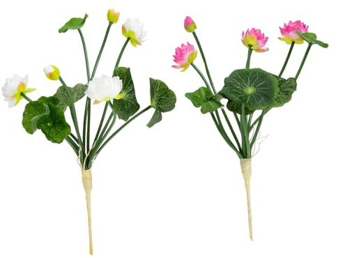 Gatuida 2 Stück Künstlicher Lotus Girlande Draußen Tulpe Blumen Gefälschte Sukkulenten Künstliche Seerose Gefälschter Farn Kunstpflanze Anlage Künstliche Pflanzen Im Freien Plastik