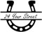 Pack of 3 Cute Horseshoe Number & Name Sticker - Custom Wheelie Bin/Recycling Box/House Numbers