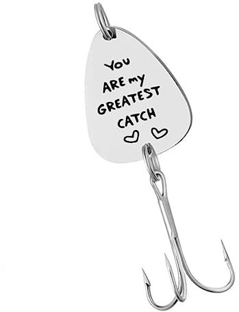 HONMEET Gravierter Angelköderhaken Edelstahl Mit Liebesmotiv Geschenk Für Fischer Zum Valentinstag Und Jubiläum