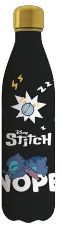 Seven Botella térmica Lilo & Stitch, Negra, Mantenimiento de Temperatura hasta 24 h, Botella Escolar y Tiempo Libre, niña y niña, Negro, Moderno