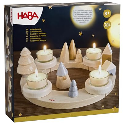 HABA Adventskranz – Weihnachtliche Holz-Dekoration aus Buchenholz für Advent & Festliche Atmosphäre – nach Belieben frei gestalt- und kombinierbar – 2012292001