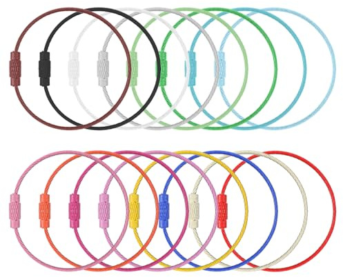Metal Key Rings, 32 Pcs 1.5 mm Colored Steel Wire Keychain Rings Small Luggage Tag Loops for Hanging Keys, ID Tag Keepers, Luggage Tags, Decorations (16 Colors)