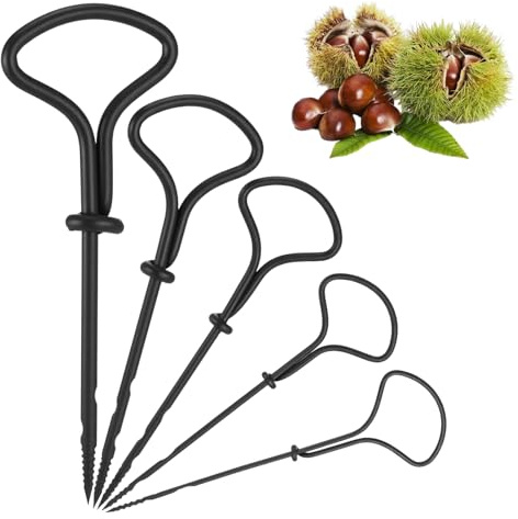 XLIUAX Lot de 5 forets à châtaignier, à main, kit de bricolage pour enfants, châtaignes, pour le bricolage, noir, 1,5-5 mm, avec
