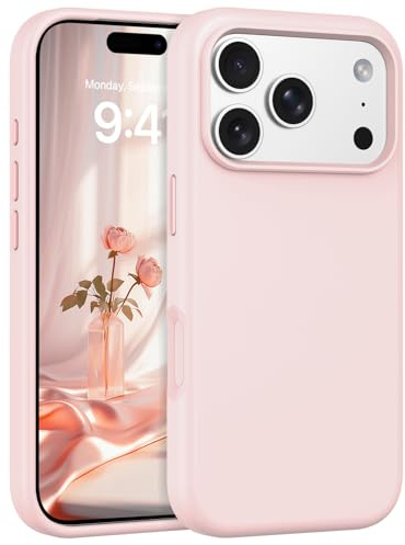 YINLAI for iPhone 18 Pro/17 Pro Case Premium Liquid Silicone Slim Pink | Trendy Phone Case with [Metal Buttons], Military-Grade Shockproof Protection with a Soft-Touch Lining Durable for Men Women