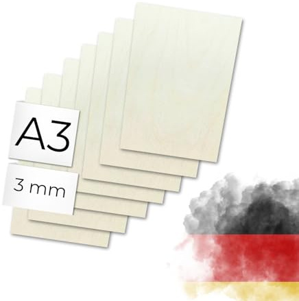 Sperrholz Birke 3mm - Premium Holzplatten für Lasercut, Gravur, Basteln, glatte Oberfläche, ideal für Modellbau, Brandmalerei und DIY-Projekte - von Genisys : A3 20x