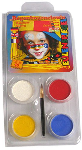 Eulenspiegel 204573 - Schmink-Set Regenbogenclown, für ca. 40 Masken, Schminkfarben, Karneval, Mottoparty