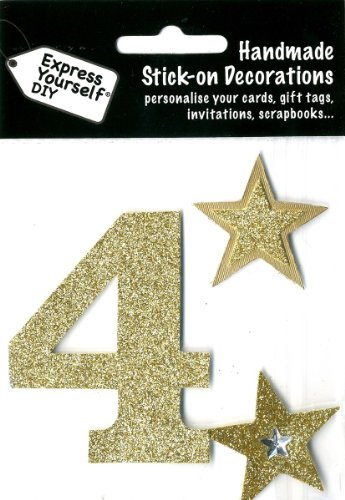 Express Yourself DIY, self Adhesive, Gold 4, Topper - Ideal for Card Making, Scrapbooking, Papercrafts, Childrens Crafts etc