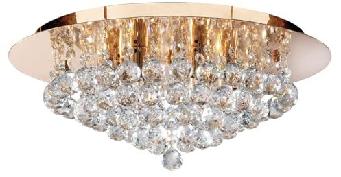 Searchlight Hanna - 6 Light Ceiling Semi Flush Light Gold mit Kristallen, G9