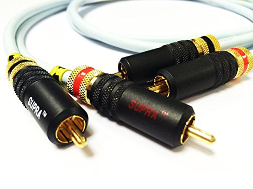 Supra Cables DAC SL Stereo Cinch 1m Kabel, 1 Meter, Stecker auf Stecker, Indoor, HiFi, CD/Preamp/Endverstärker, 2 Pins