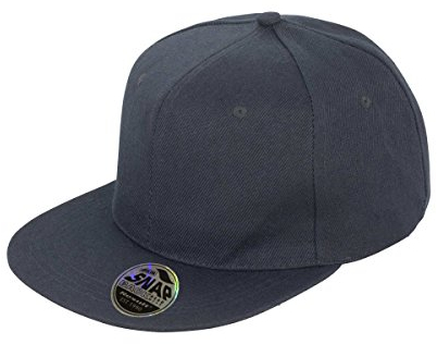 Result Unisex Core Bronx Original Flat Peak Snapback Solid Colour Cap (One Size) (Black)