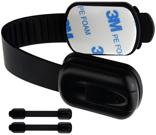 2 Pack Child Proof Cupboard Locks, Child Safety Cupboard Locks for Kitchen, Adjustable Child Safety Locks, Extra strong Adhesive, Baby Security for Cupboard, Cabinet, Fridge, Drawer, and Toilet(Black)