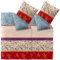 CelinaTex Touchme Biber Bettwäsche 135 x 200 cm 4teilig Baumwolle Bettbezug Megan Ornamente beige blau rot