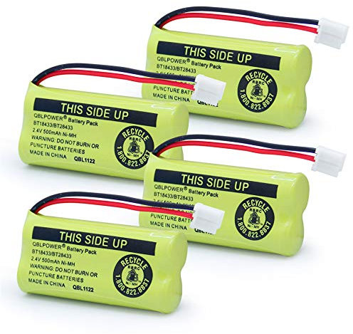 QBLPOWER 2.4V Rechargeable Battery For AT&T and Vtech Phones BT18433 BT184342 BT28433 BT284342 BT-8300 BATT-6010 BT1011 BT1018 BT1022 BT1031 89-1326-00-00 /89-1330-01-00 / CPH-515D(Pack of 4)