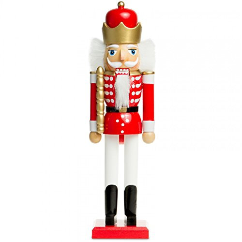 Sikora NK-A Deko Nussknacker Figur aus Holz Verschiedene Motive 2 Größen, Farbe/Modell:A02 rot - König, Größe:Höhe ca. 38.5 cm