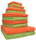 Betz 12-TLG. Handtuch Set Premium 100% Baumwolle 2 Duschtücher 4 Handtücher 2 Gästetücher 2 Seiftücher 2 Waschhandschuhe blutorange/avocadogrün